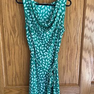LOFT Green Leaf Print Dress
